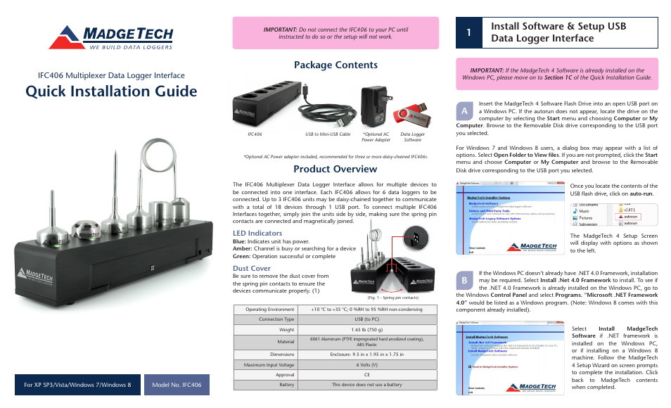 MadgeTech AVS140-6 Autoclave Validation Data Logging System User Manual | 2 pages