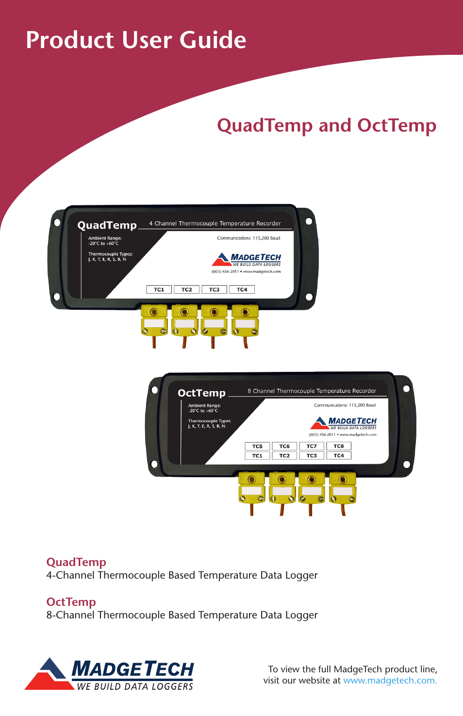 MadgeTech QuadTemp Data Logger User Manual | 12 pages