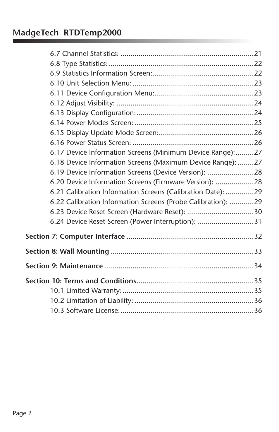 Madgetech rtdtemp2000 | MadgeTech RTDTemp2000 Data Logger User Manual | Page 3 / 38