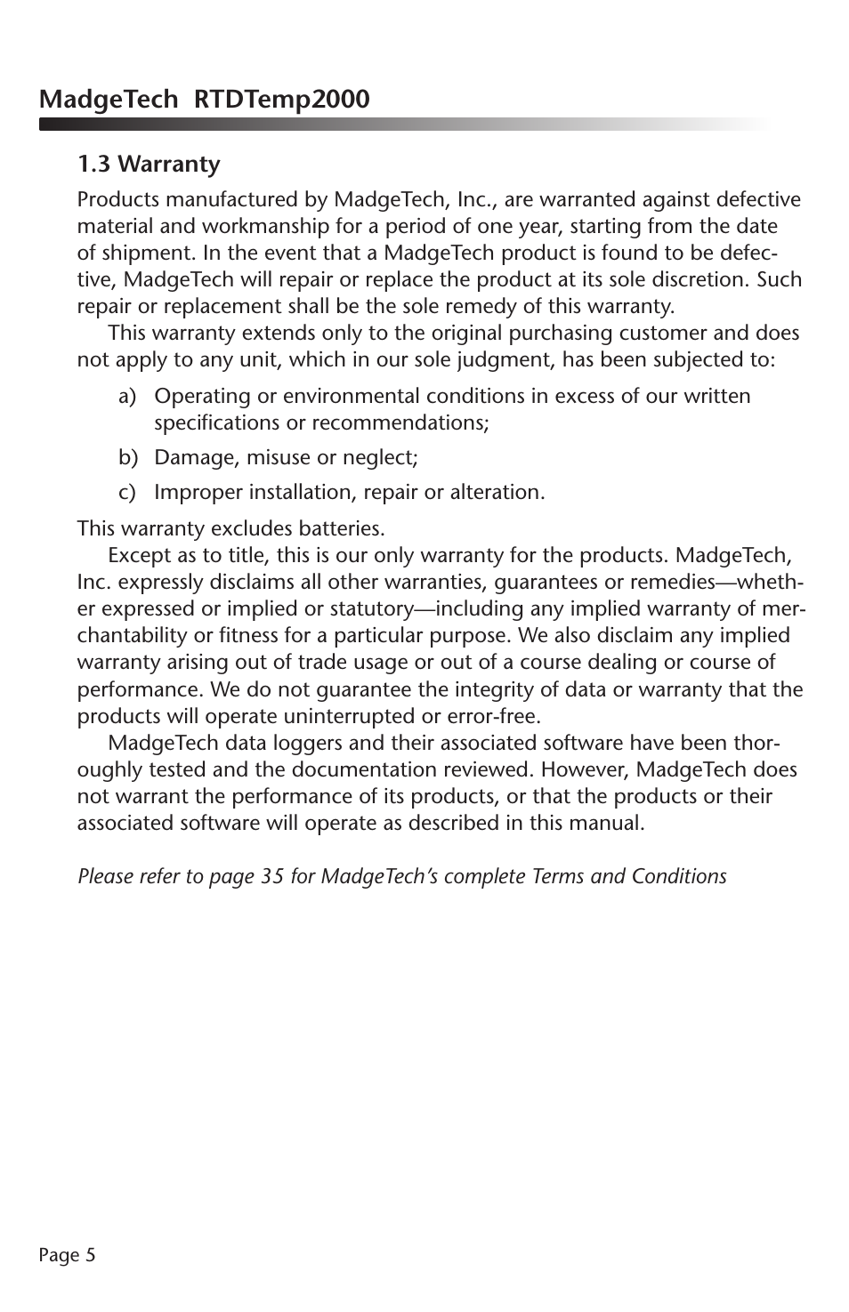 Madgetech rtdtemp2000 | MadgeTech RTDTemp2000 Data Logger User Manual | Page 6 / 38