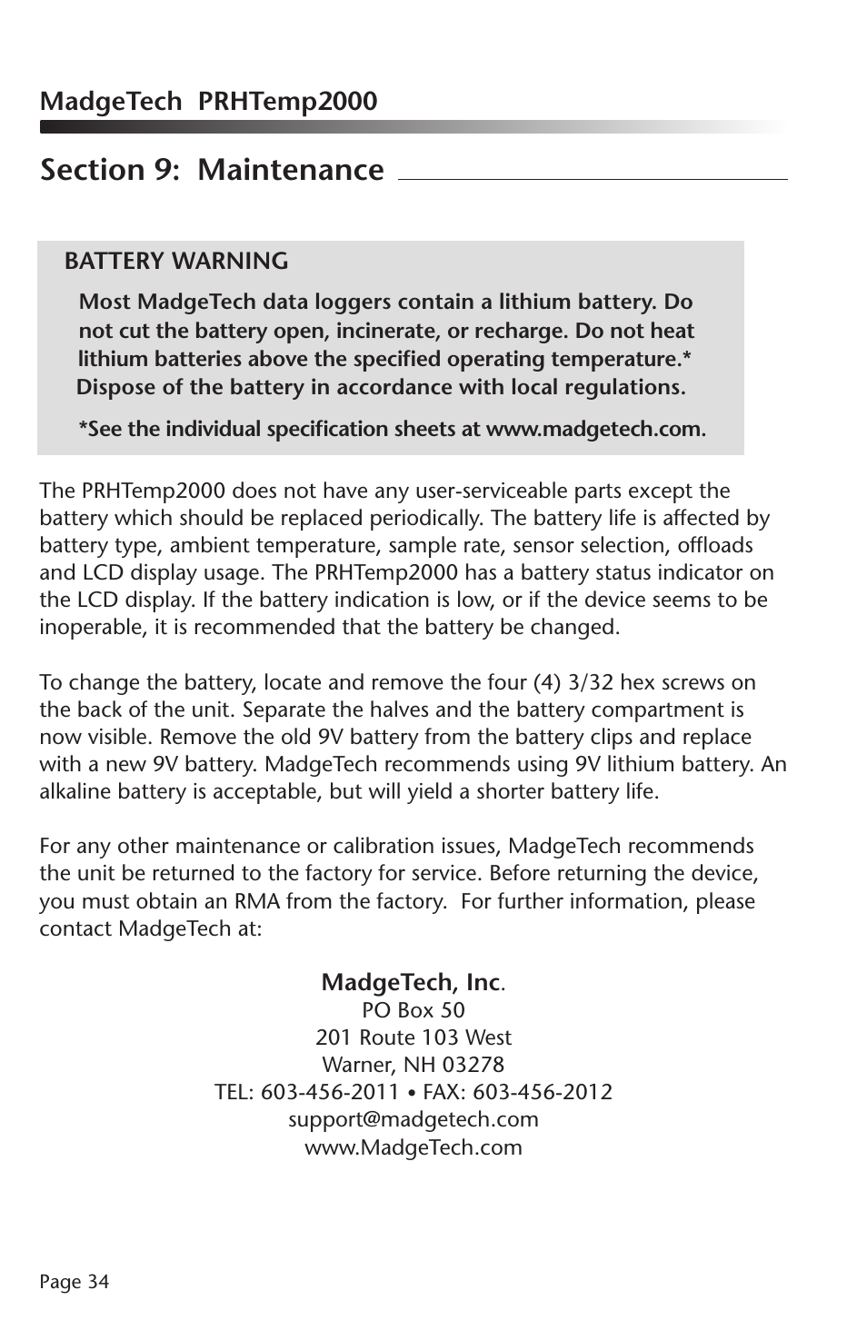 MadgeTech PRHTemp2000 Data Logger User Manual | Page 35 / 38