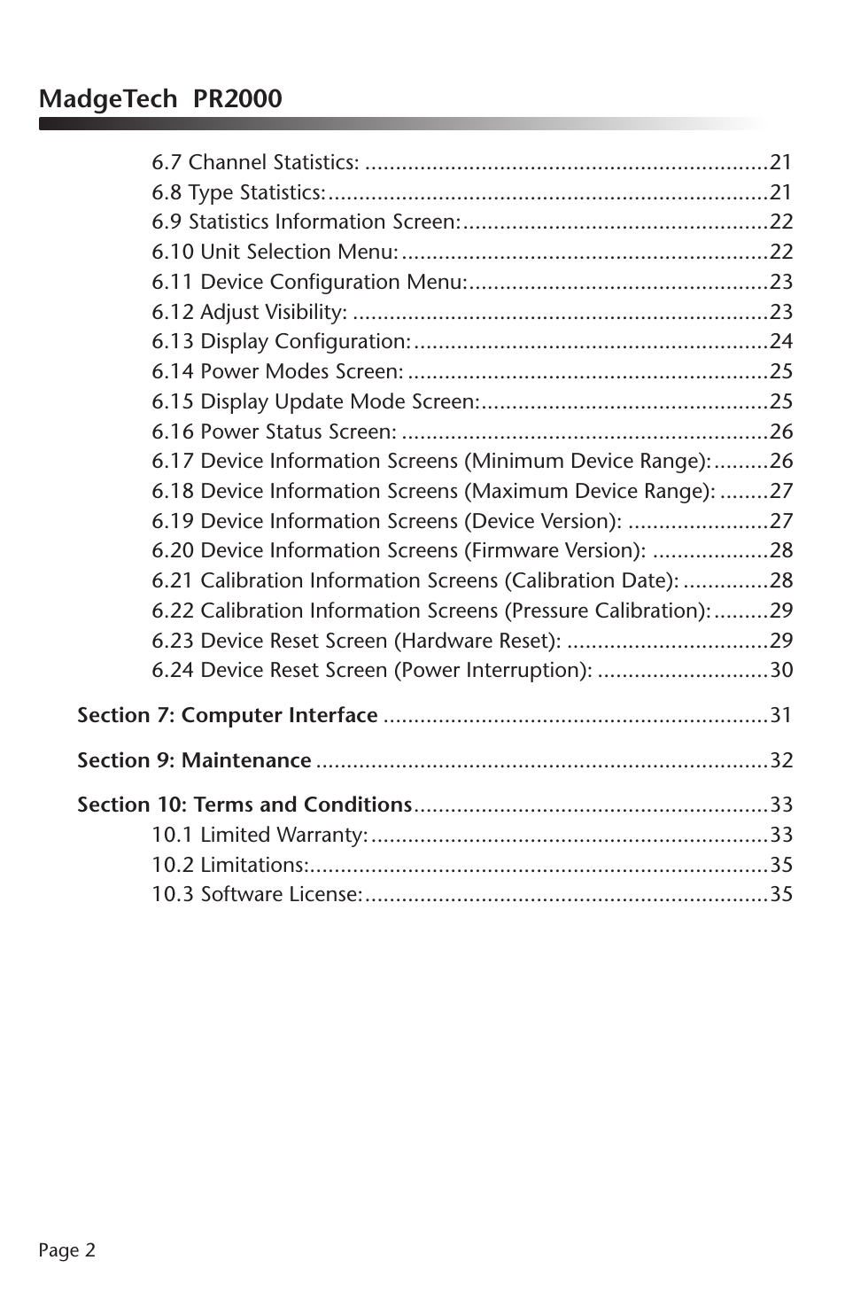Madgetech pr2000 | MadgeTech PR2000 Data Logger User Manual | Page 3 / 38