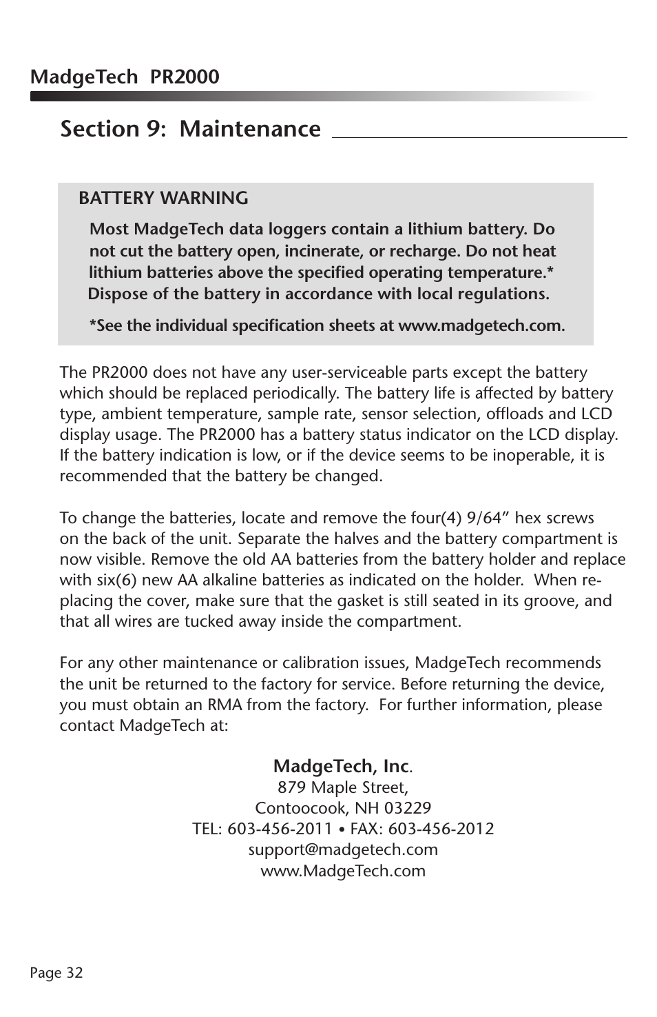 MadgeTech PR2000 Data Logger User Manual | Page 33 / 38