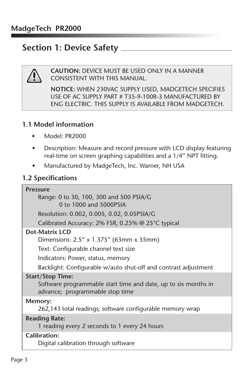Madgetech pr2000 | MadgeTech PR2000 Data Logger User Manual | Page 4 / 38