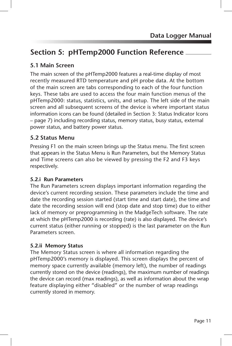 Data logger manual | MadgeTech pHTemp2000 Data Logger User Manual | Page 12 / 38