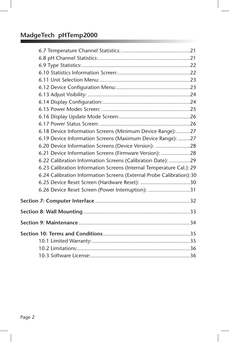 Madgetech phtemp2000 | MadgeTech pHTemp2000 Data Logger User Manual | Page 3 / 38