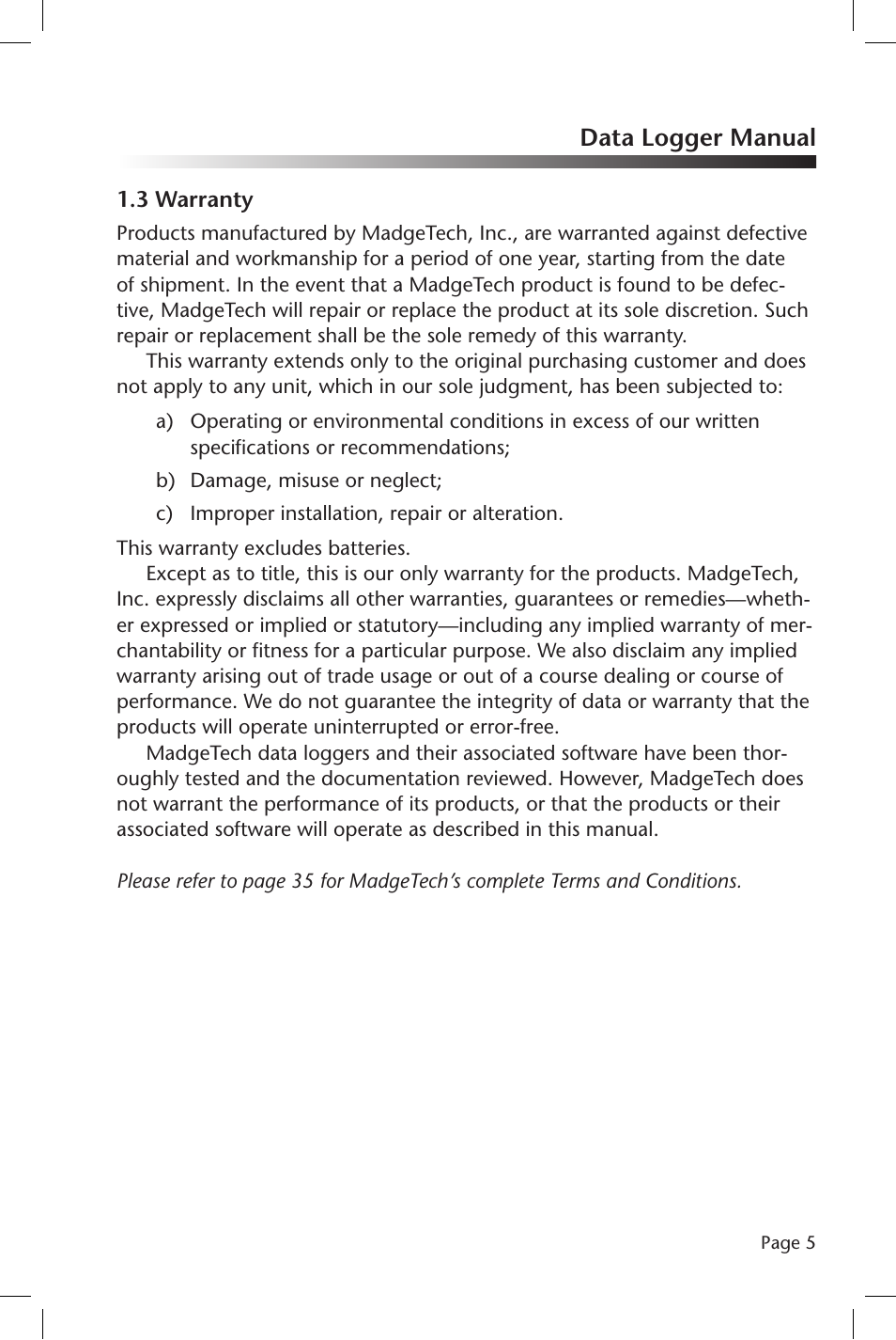 Data logger manual | MadgeTech pHTemp2000 Data Logger User Manual | Page 6 / 38