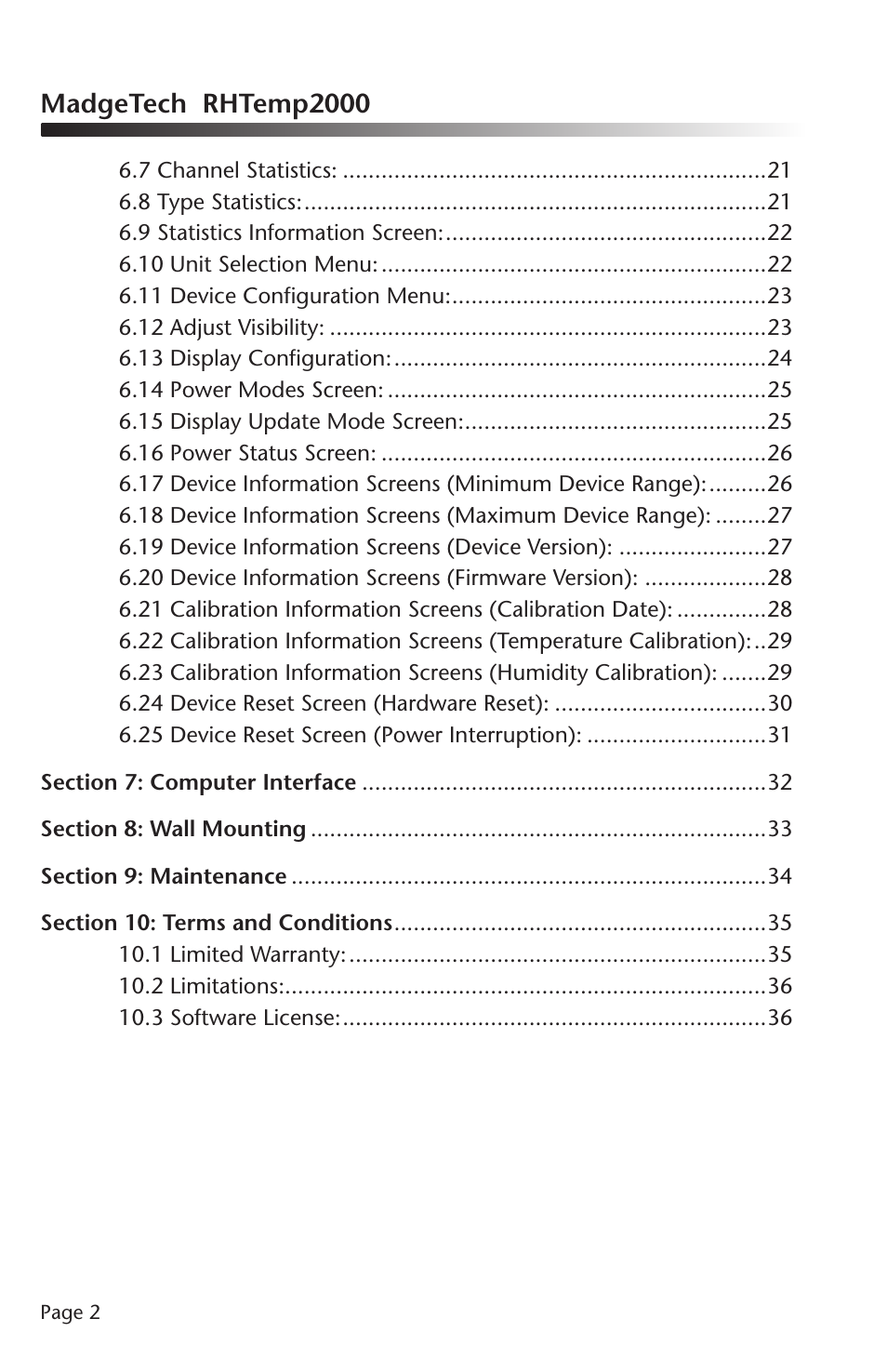 Madgetech rhtemp2000 | MadgeTech RHTemp2000 Data Logger User Manual | Page 3 / 38