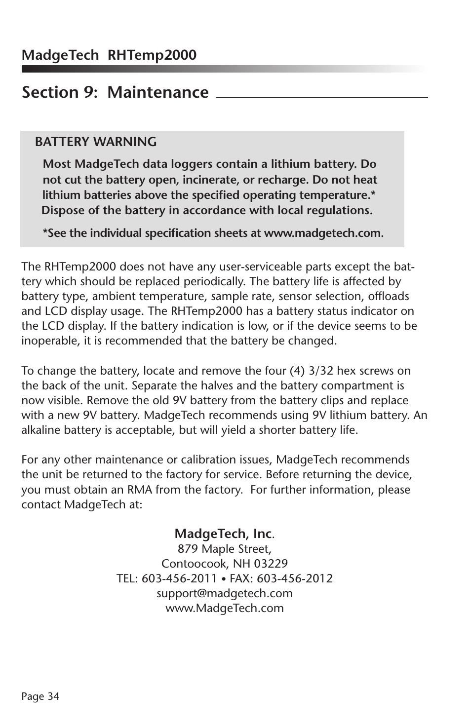 MadgeTech RHTemp2000 Data Logger User Manual | Page 35 / 38