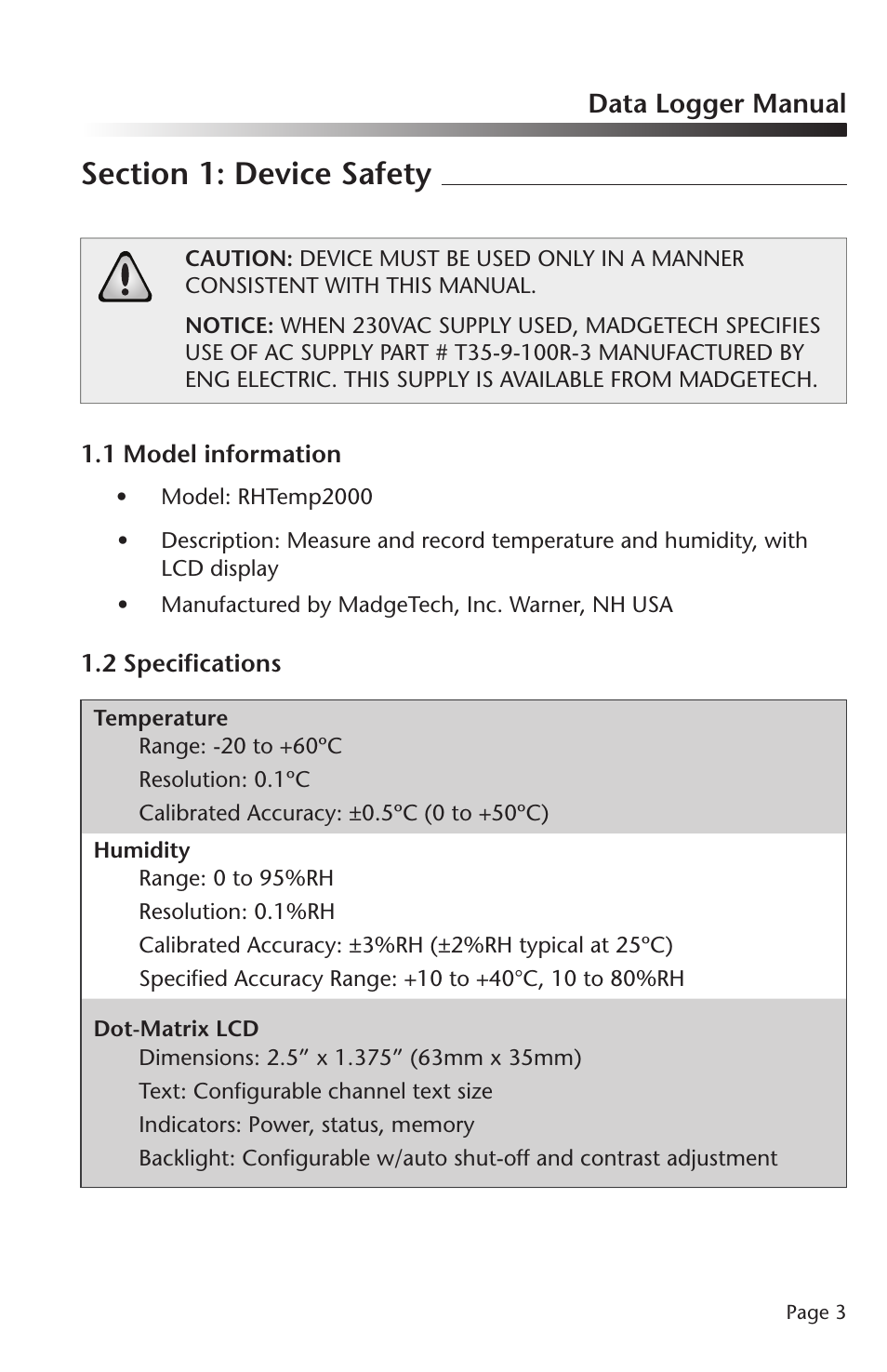 Data logger manual | MadgeTech RHTemp2000 Data Logger User Manual | Page 4 / 38