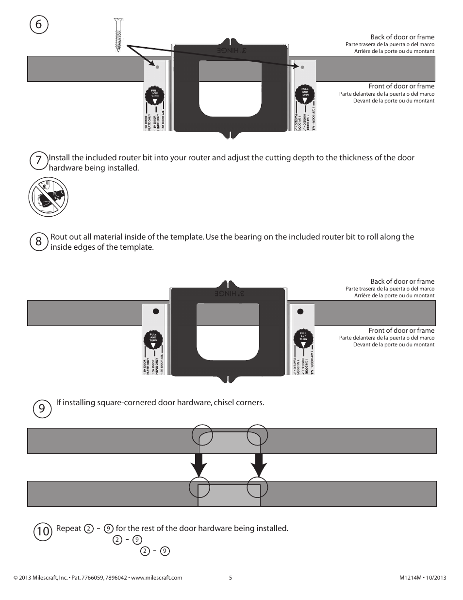 Milescraft 1214 - HingeMortise Kit User Manual | Page 5 / 5
