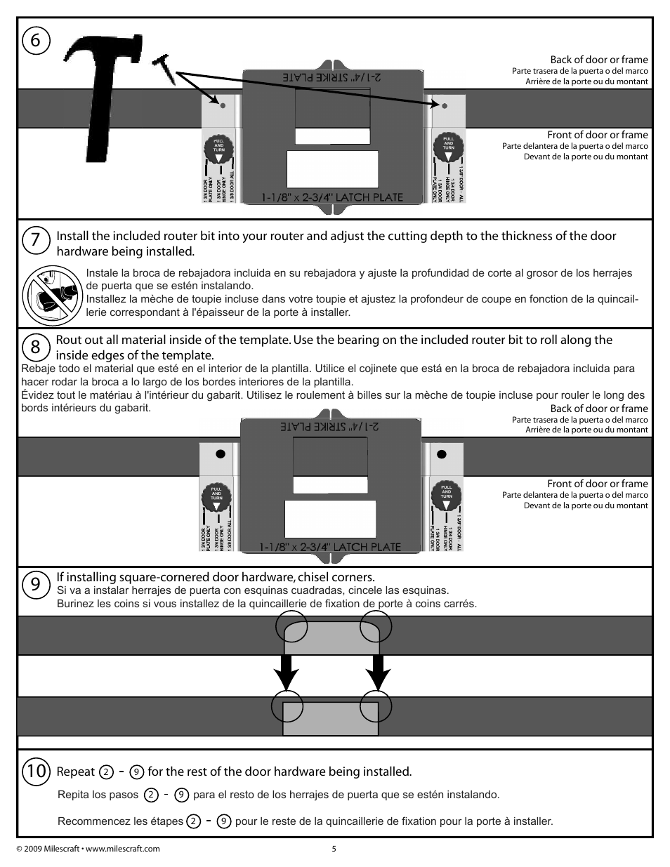 Milescraft 1215 - StrikePlateMortise Kit User Manual | Page 5 / 6