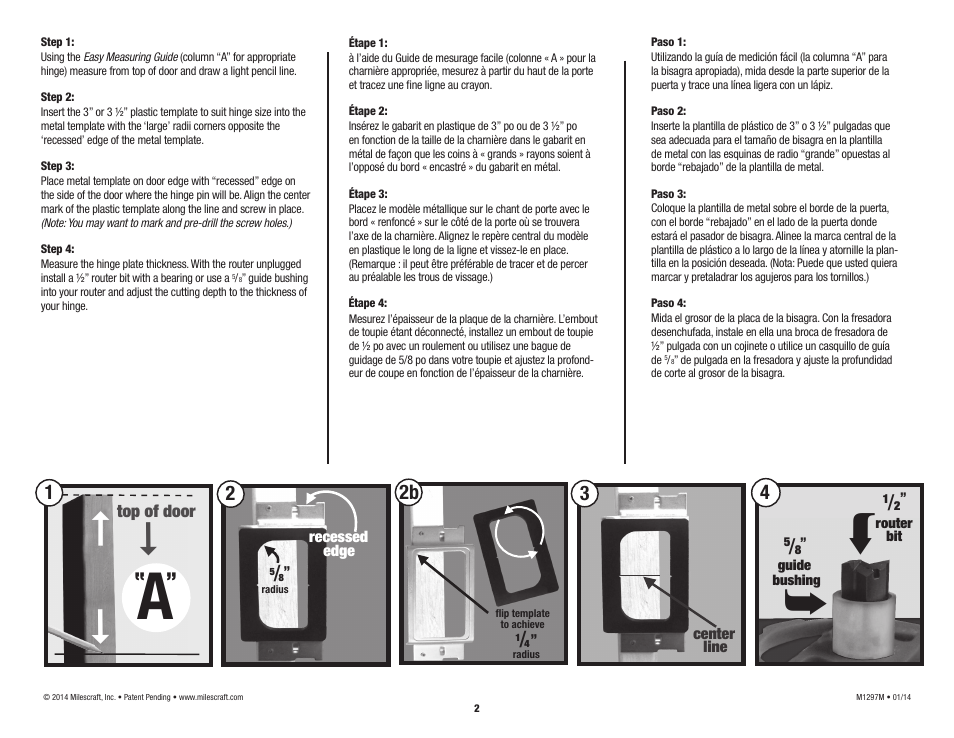 Milescraft 1297 - HingeMortise Guide Set User Manual | Page 2 / 4