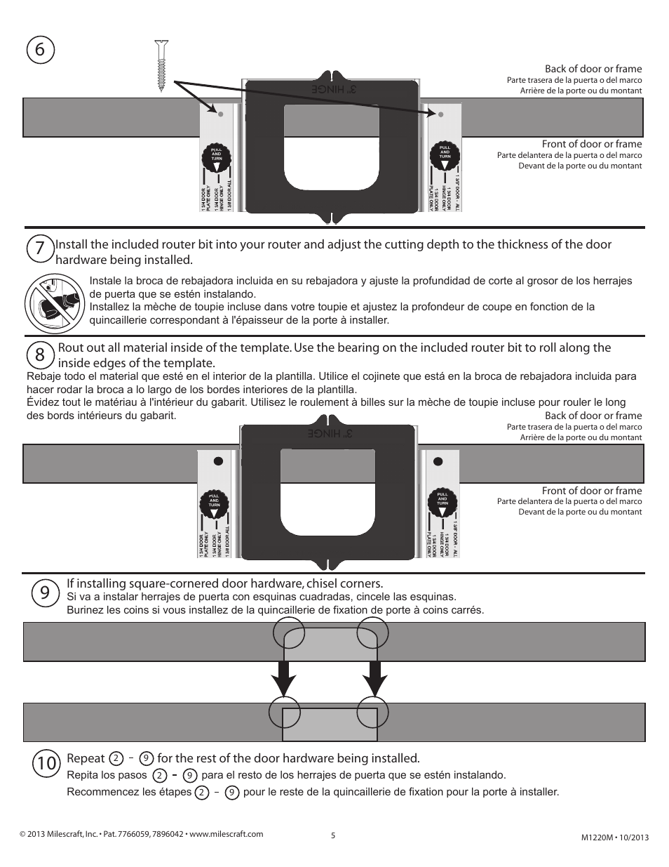 Milescraft 1220 - DoorMortise Kit+ User Manual | Page 5 / 6