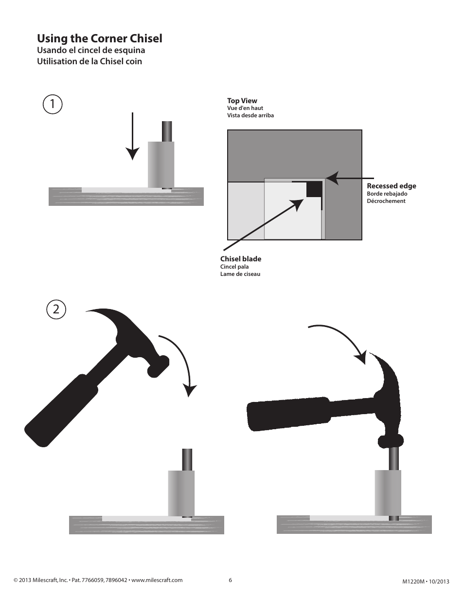Using the corner chisel | Milescraft 1220 - DoorMortise Kit+ User Manual | Page 6 / 6