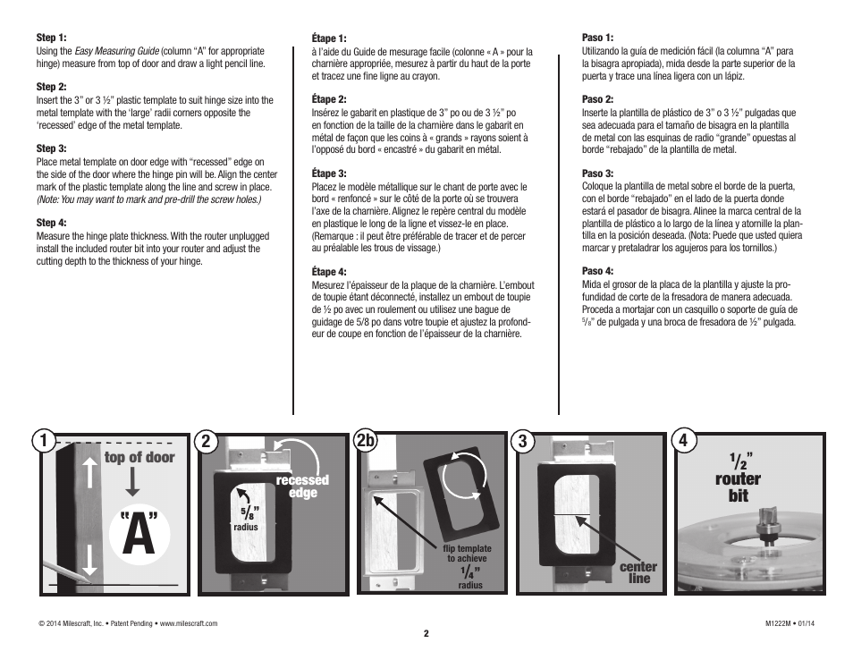Router bit | Milescraft 1222 - HingeMate150 User Manual | Page 2 / 4