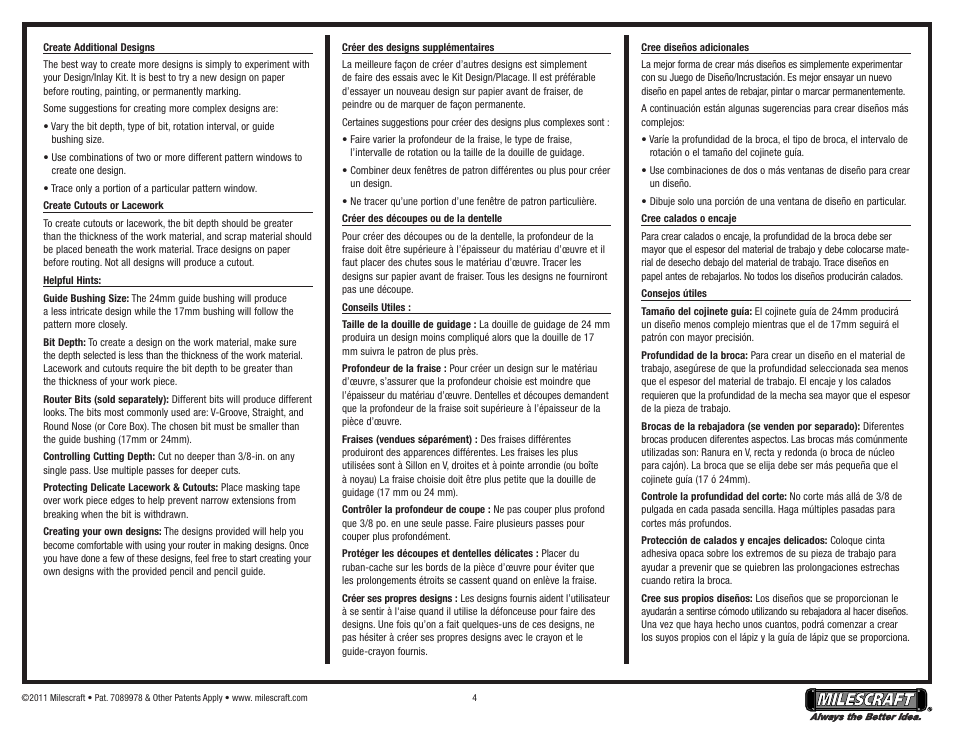 Milescraft 1207 - Design/Inlay Kit User Manual | Page 4 / 11