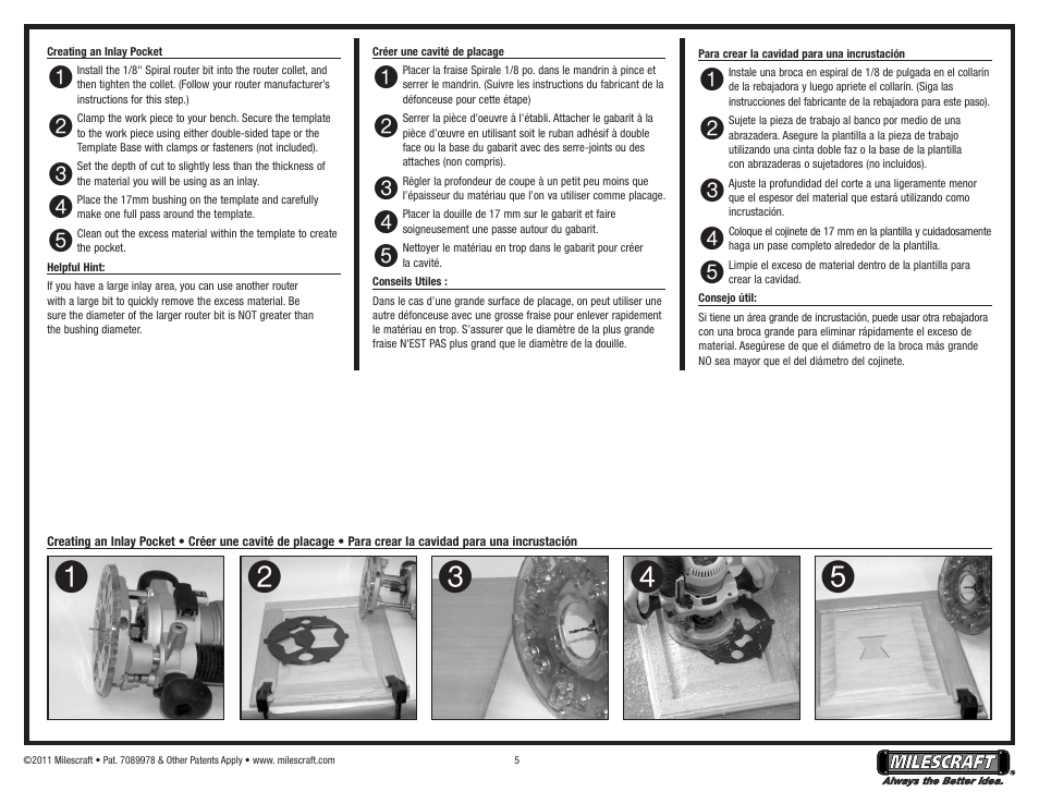Milescraft 1207 - Design/Inlay Kit User Manual | Page 5 / 11