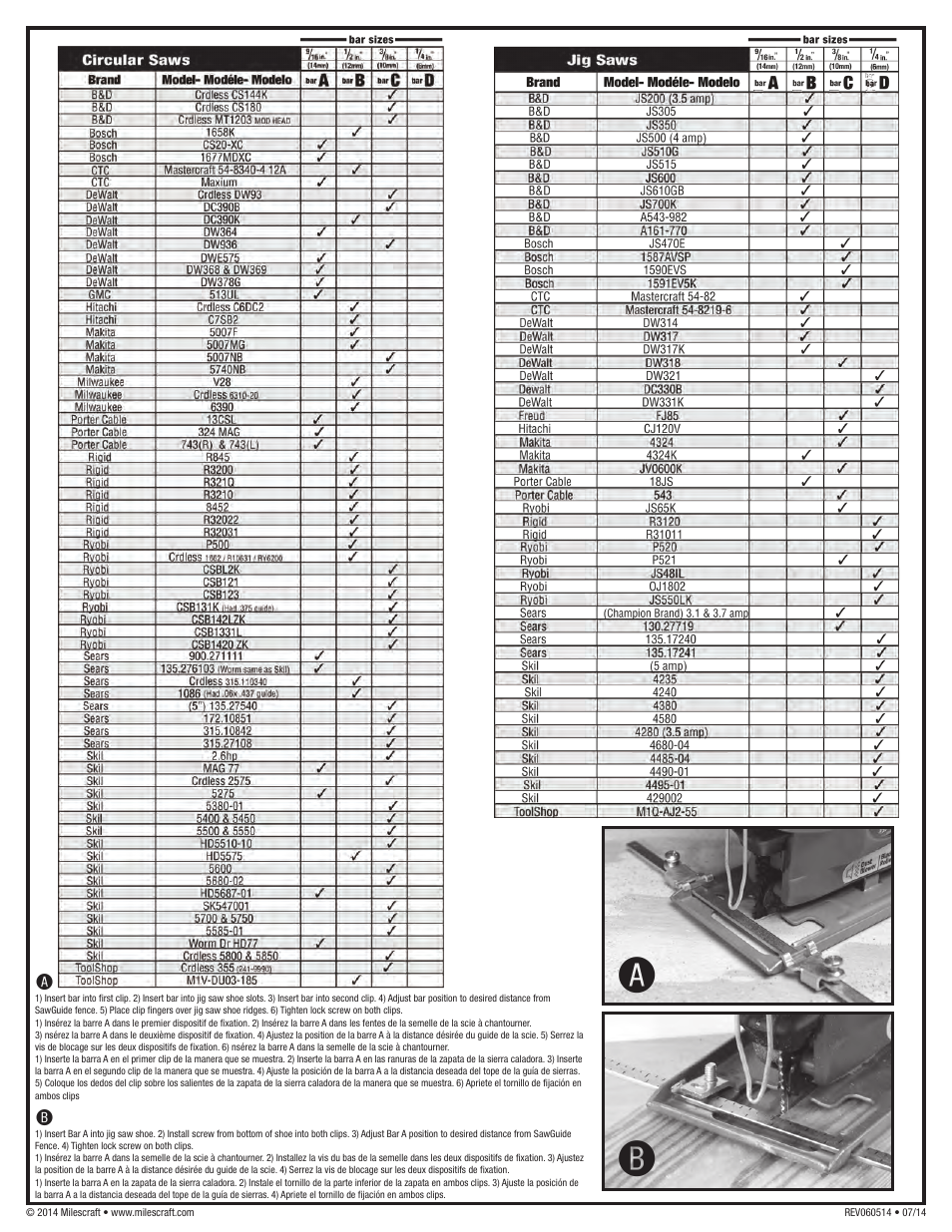 Milescraft 1400 - Universal SawGuide User Manual | Page 2 / 2