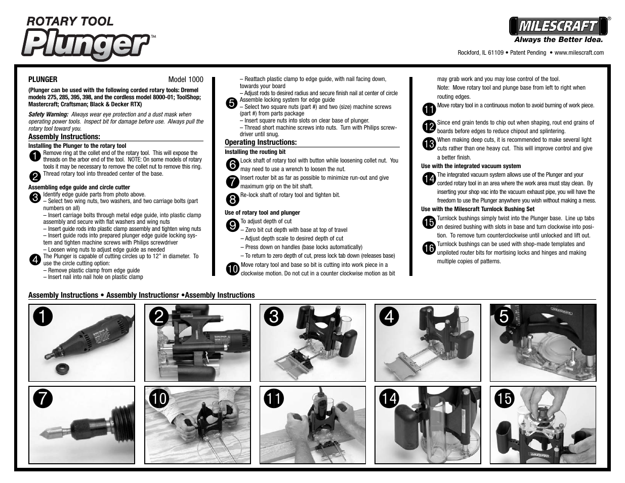 Milescraft 1000 - Plunger User Manual | 2 pages