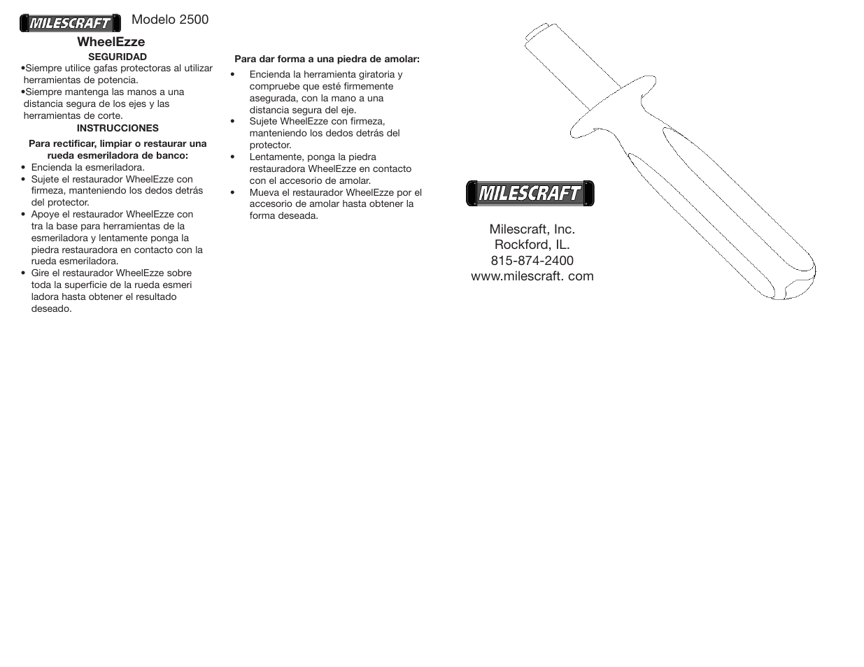 Milescraft 2500 - WheelEzze User Manual | Page 2 / 2
