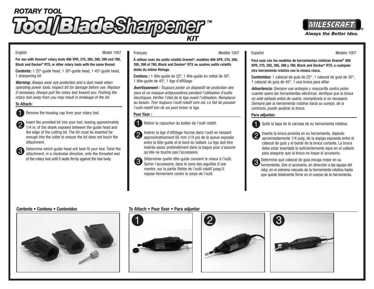 Milescraft 1007 - Tool/Blade Sharpener User Manual | 2 pages