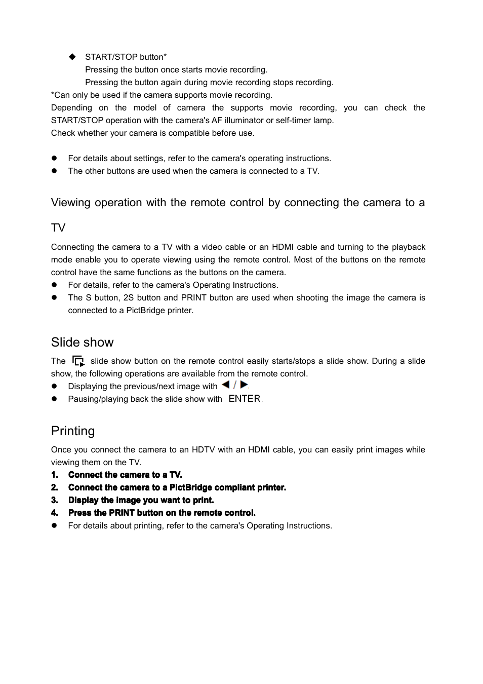 Slide show, Printing | JJC RM-DSLR2 User Manual | Page 3 / 4