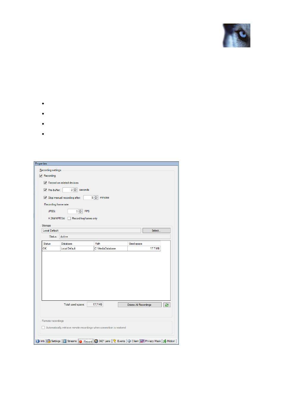 Record tab (devices), About the record tab | Milestone XProtect Advanced VMS 2014 User Manual | Page 101 / 297