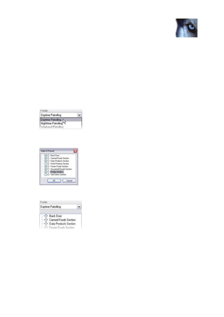 Add a patrolling profile, Specify preset positions in a patrolling profile, Specify the time at each preset position | Milestone XProtect Advanced VMS 2014 User Manual | Page 110 / 297