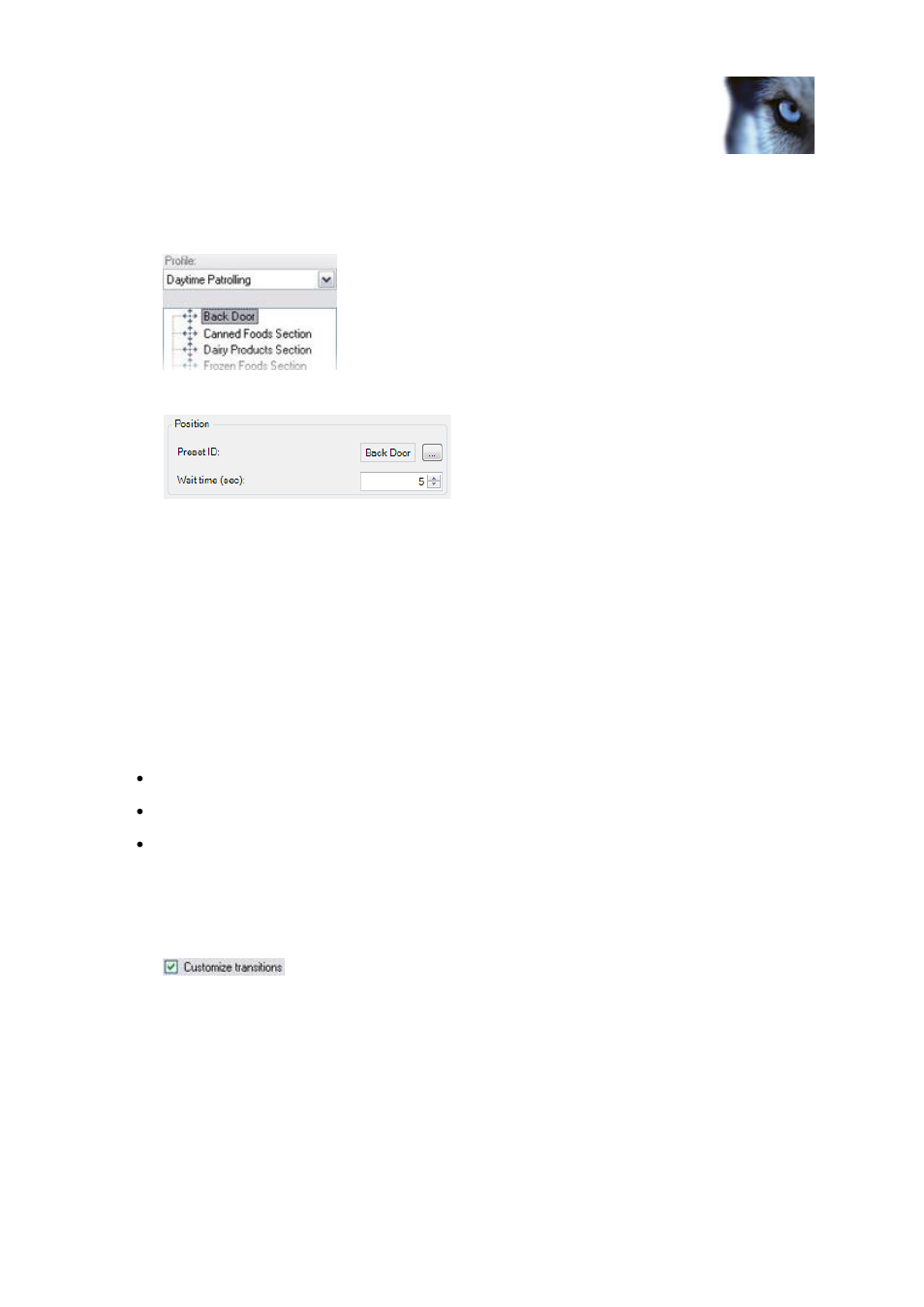 Customize transitions | Milestone XProtect Advanced VMS 2014 User Manual | Page 111 / 297