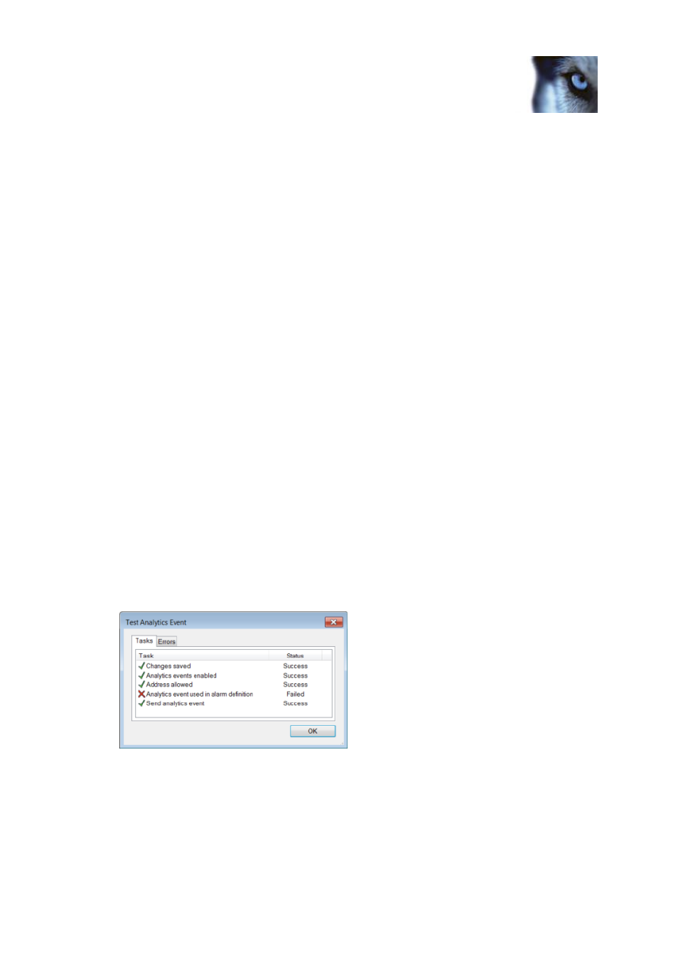 Add and edit an analytics event, Test analytics event (milestone) | Milestone XProtect Advanced VMS 2014 User Manual | Page 165 / 297
