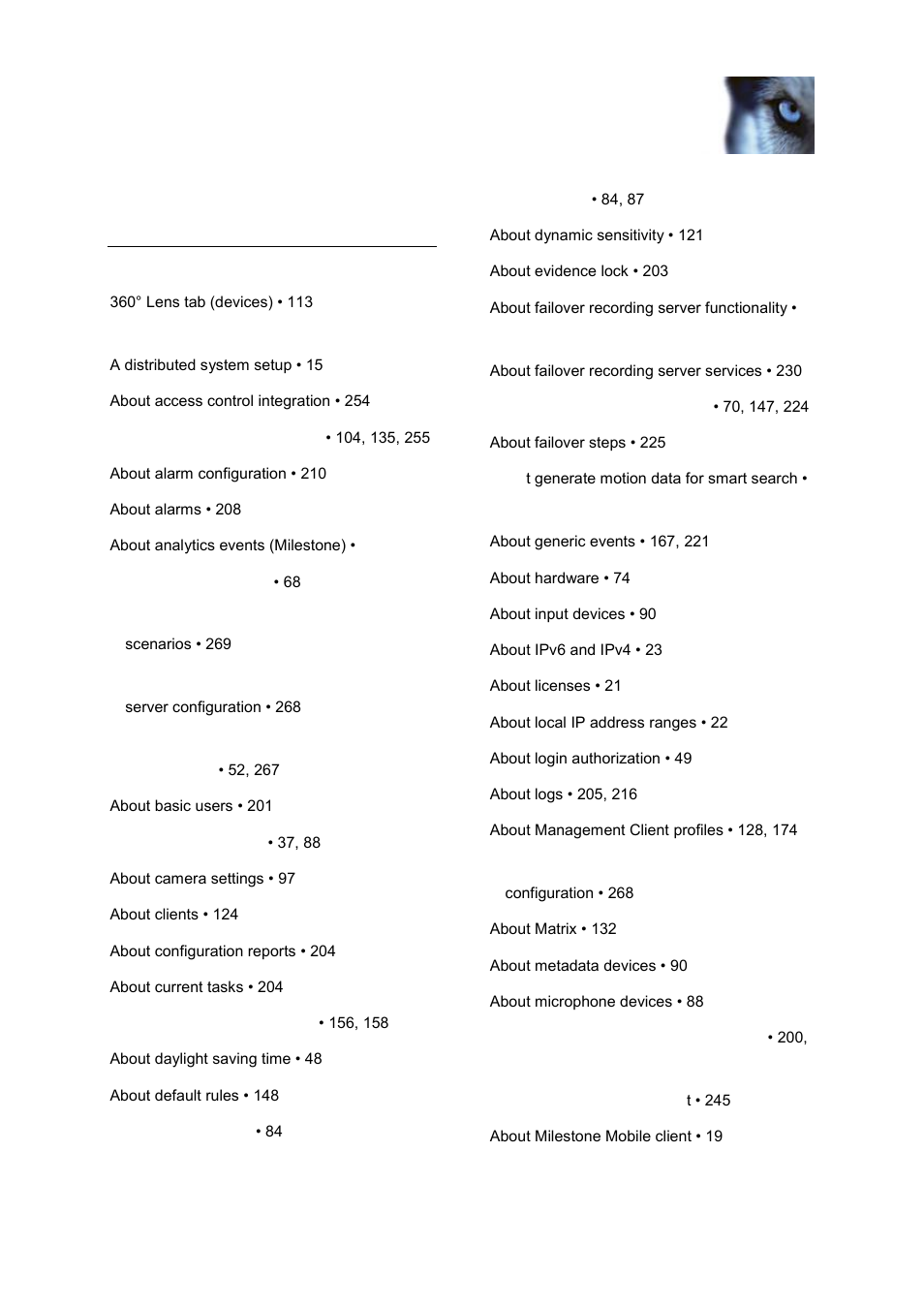 Index | Milestone XProtect Advanced VMS 2014 User Manual | Page 286 / 297