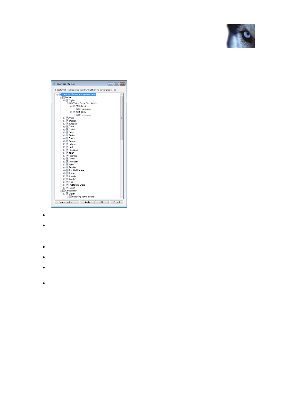 Download manager's standard installers (user) | Milestone XProtect Advanced VMS 2014 User Manual | Page 42 / 297