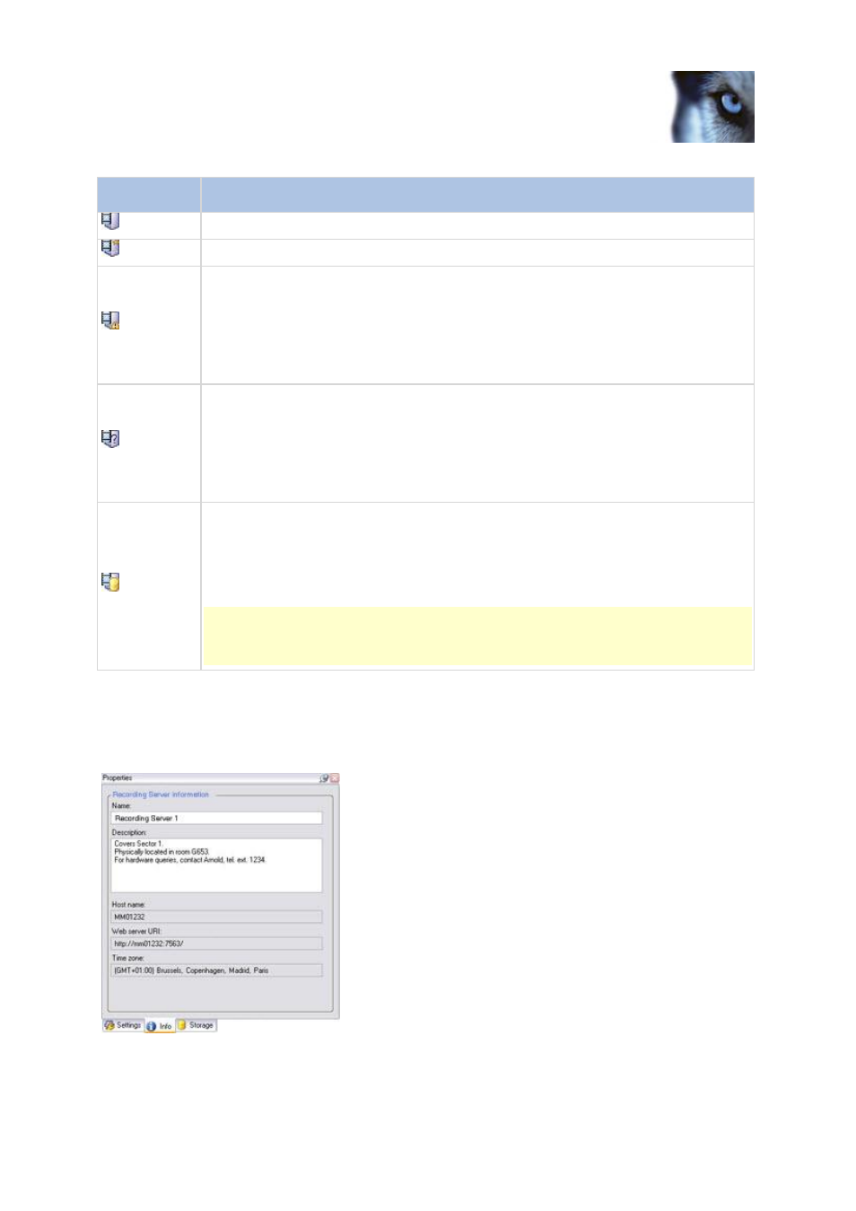 Info tab (recording server) | Milestone XProtect Advanced VMS 2014 User Manual | Page 62 / 297