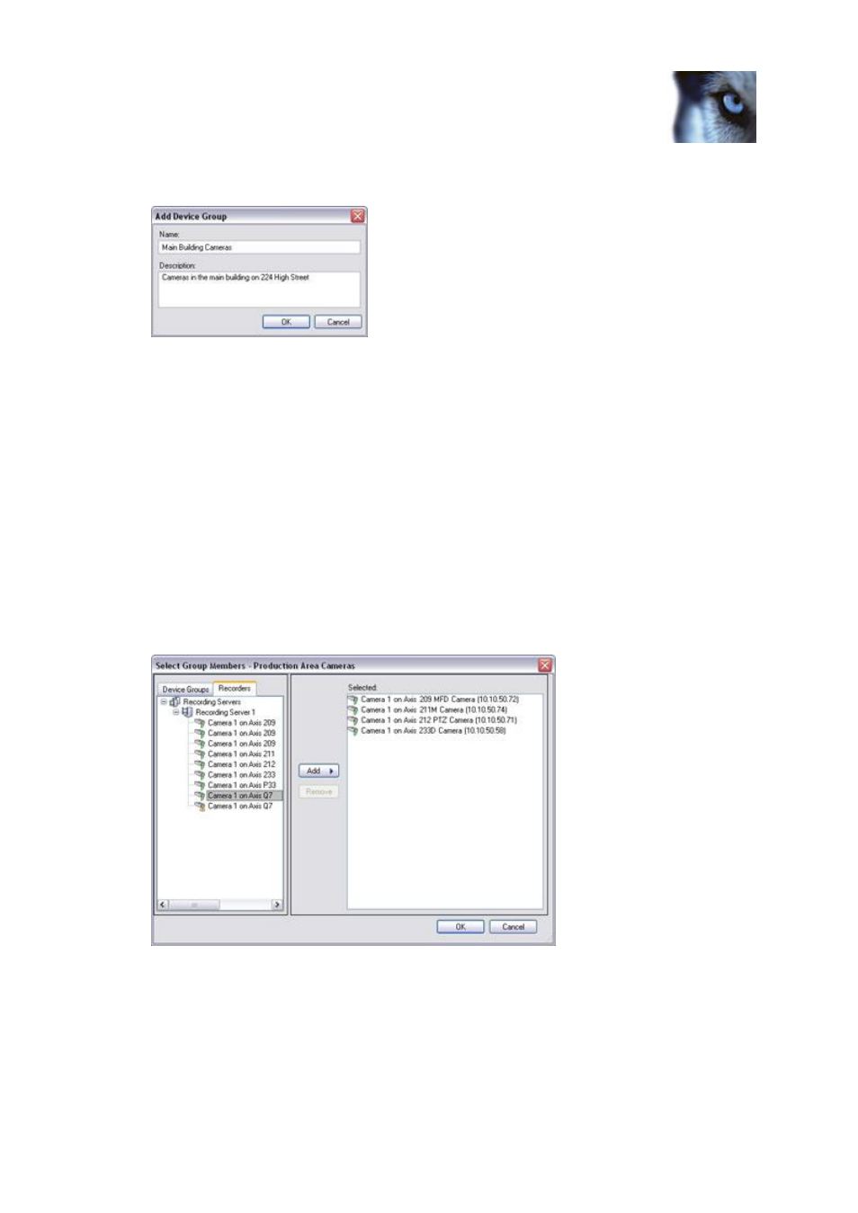 Specify which devices to include in a device group | Milestone XProtect Advanced VMS 2014 User Manual | Page 86 / 297