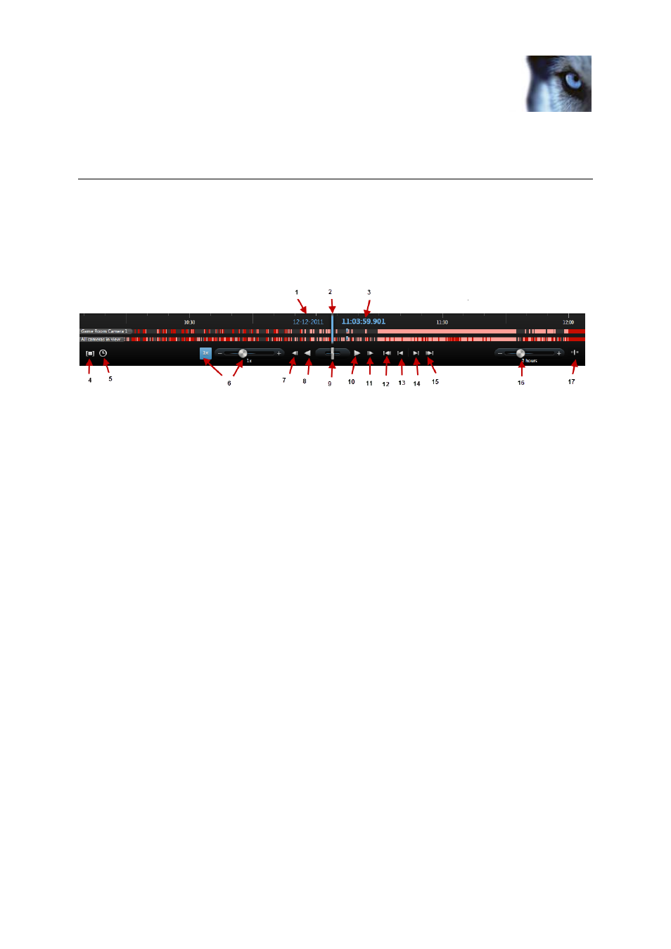 Investigating incidents, Time navigation, The timeline buttons and controls | E 119) | Milestone XProtect Smart Client 2013 User Manual | Page 119 / 181