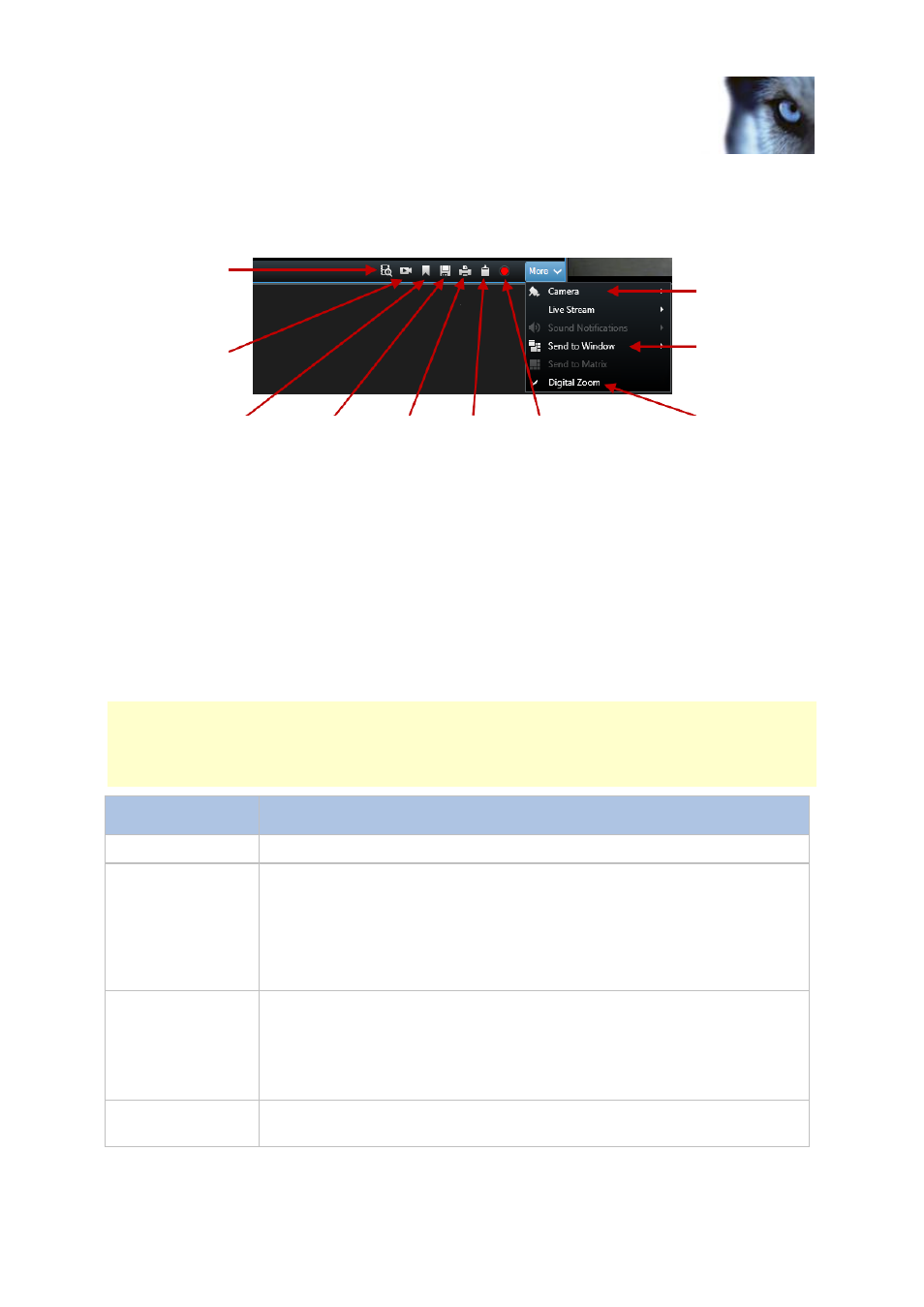 The camera toolbar, Keyboard shortcuts | Milestone XProtect Smart Client 2013 User Manual | Page 39 / 181