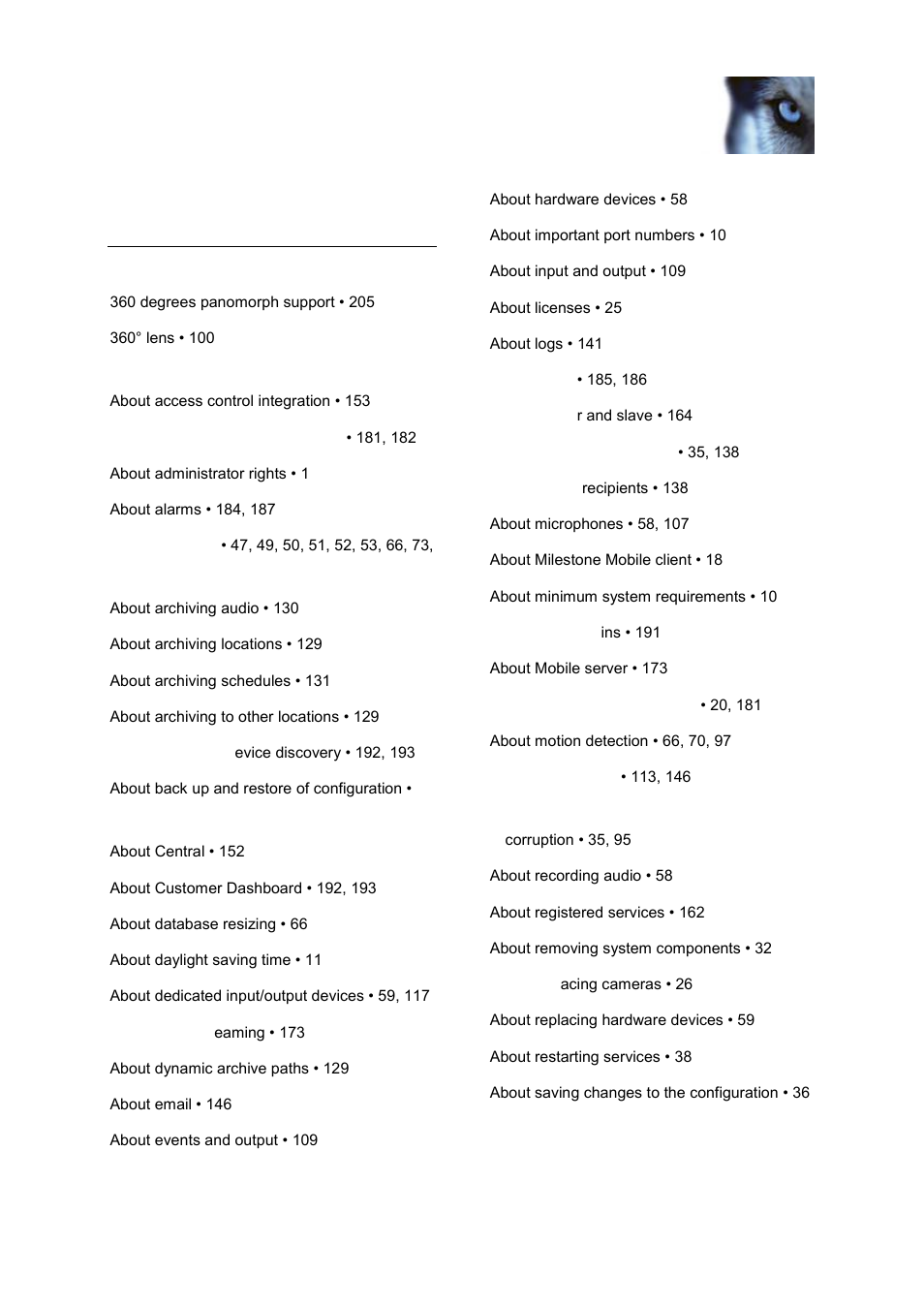Index | Milestone XProtect Enterprise 2014 User Manual | Page 209 / 218