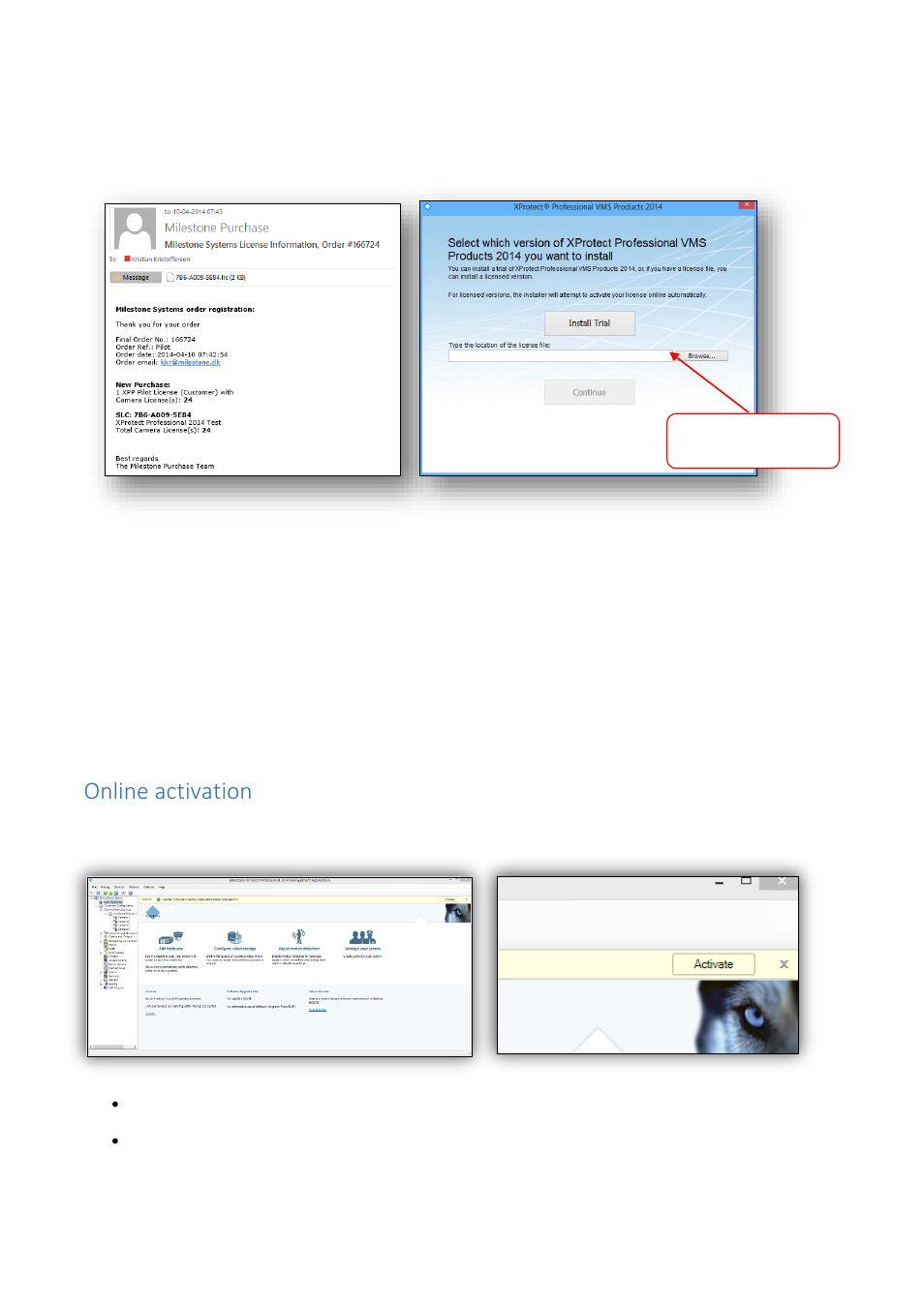 Online activation | Milestone XProtect Essential 2014 User Manual | Page 2 / 3