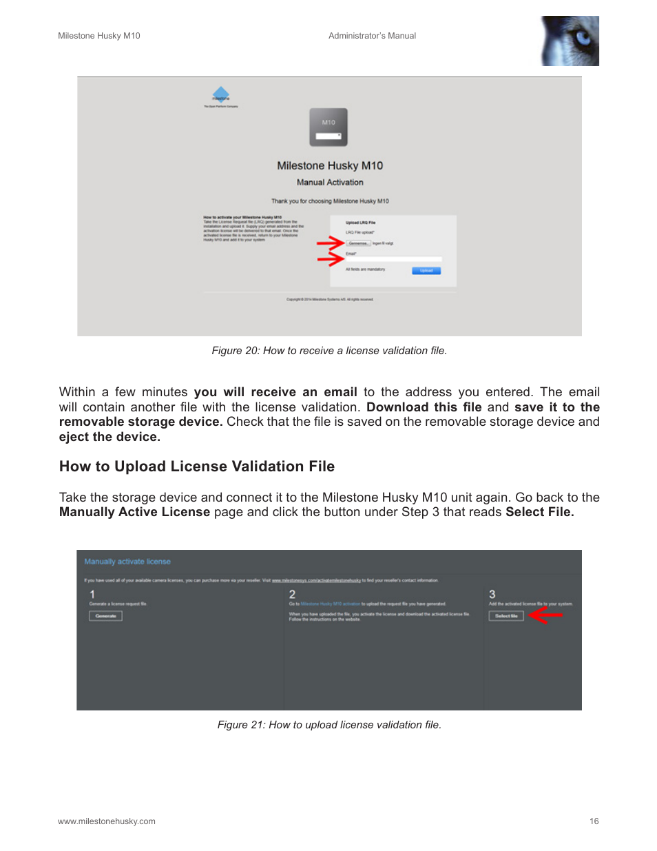 How to upload license validation file | Milestone M10 User Manual | Page 17 / 38