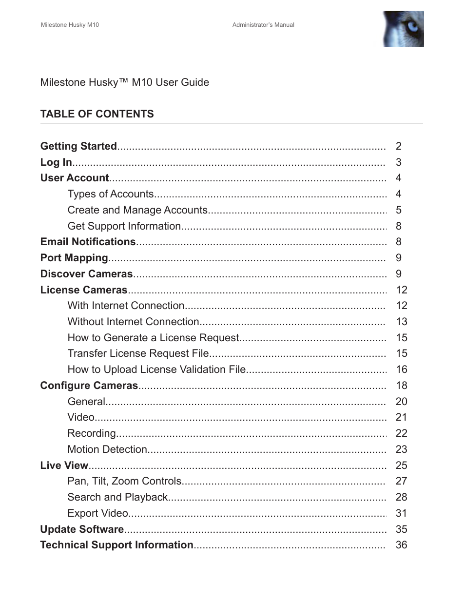 Milestone M10 User Manual | Page 2 / 38