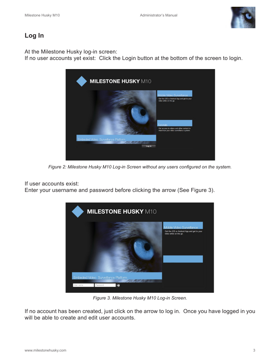 Log in | Milestone M10 User Manual | Page 4 / 38