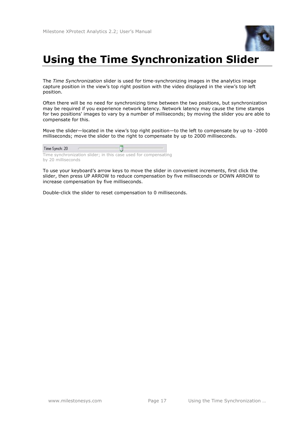 Using the time synchronization slider | Milestone Analytics 2.2 User Manual | Page 17 / 19