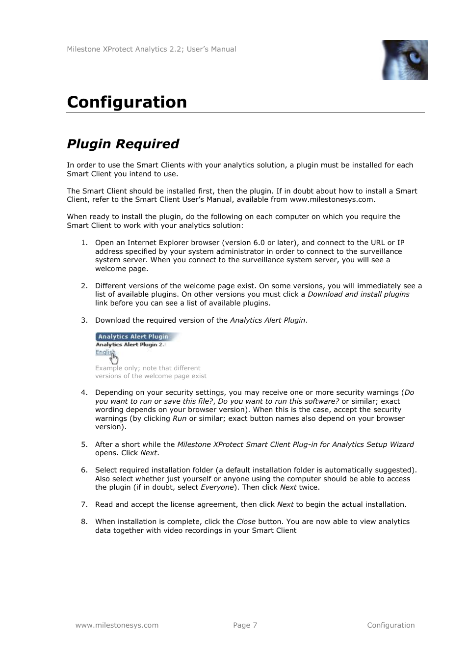 Configuration, Plugin required | Milestone Analytics 2.2 User Manual | Page 7 / 19
