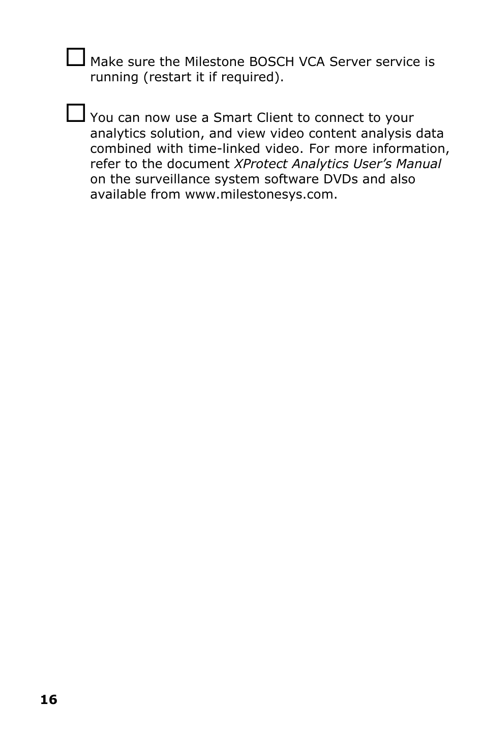Milestone Analytics 2.2 BOSCH VCA User Manual | Page 17 / 18