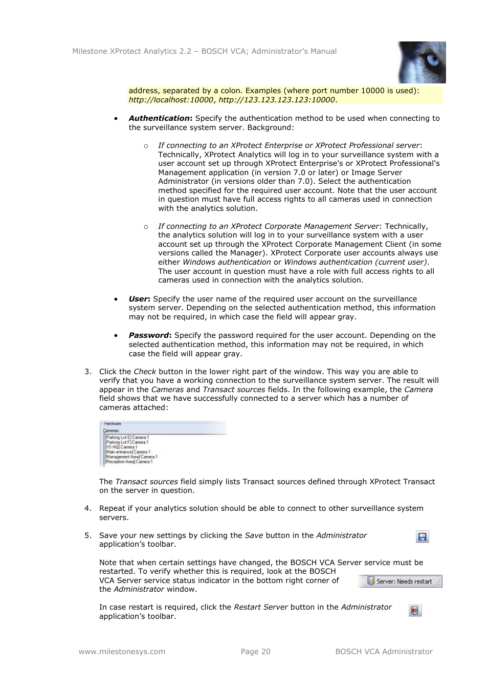 Milestone Analytics 2.2 BOSCH VCA User Manual | Page 20 / 38