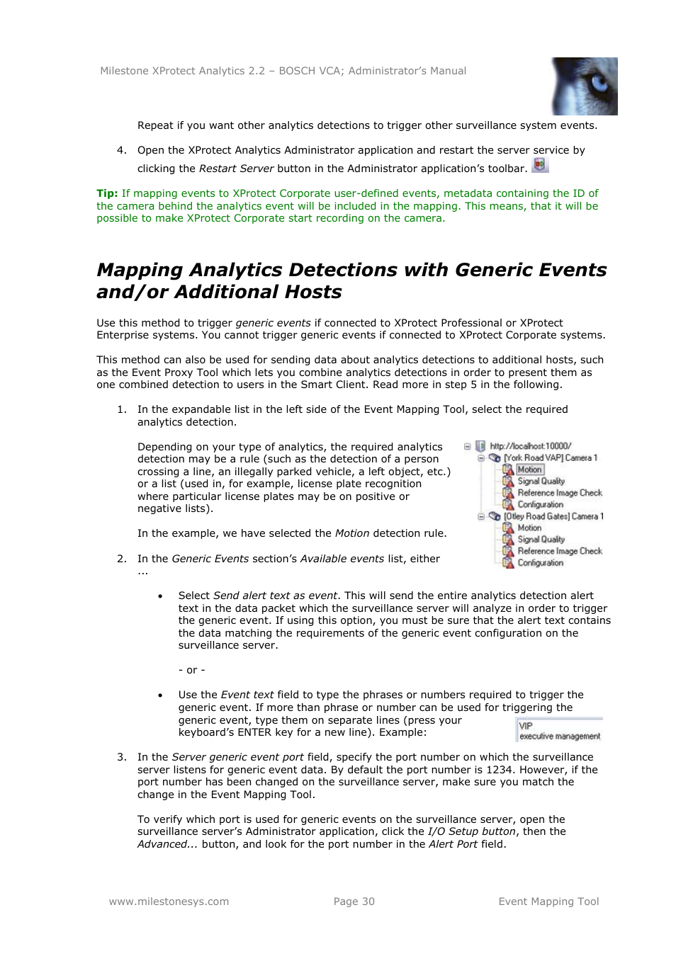 Milestone Analytics 2.2 BOSCH VCA User Manual | Page 30 / 38