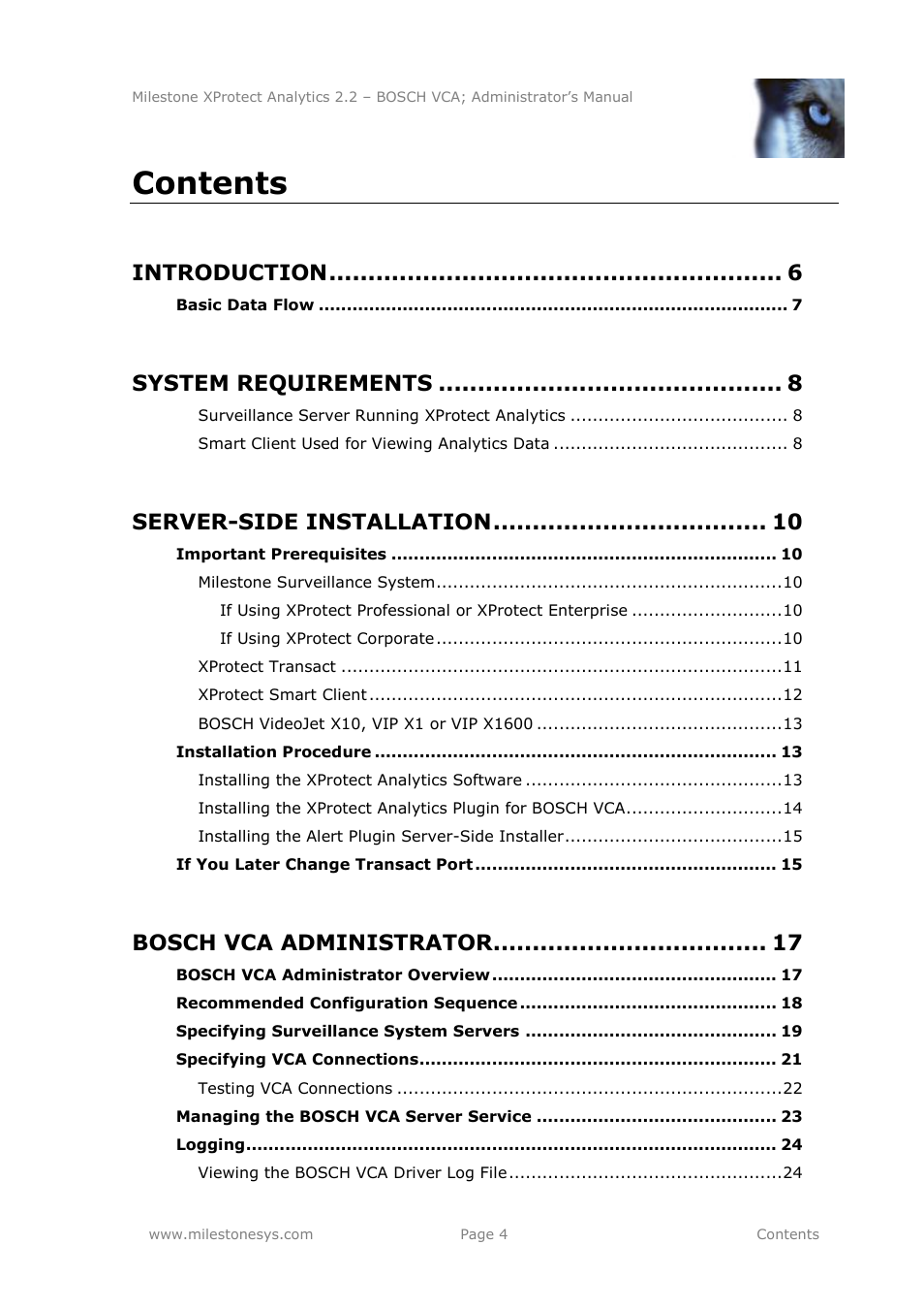 Milestone Analytics 2.2 BOSCH VCA User Manual | Page 4 / 38