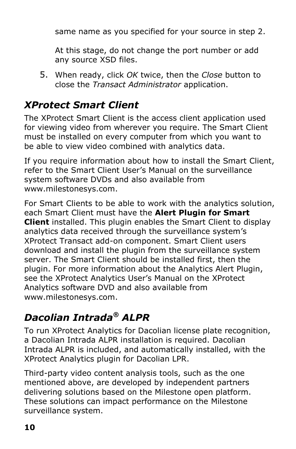 Xprotect smart client, Dacolian intrada® alpr, Dacolian intrada | Alpr | Milestone Analytics 2.2 Dacolian LPR User Manual | Page 11 / 20