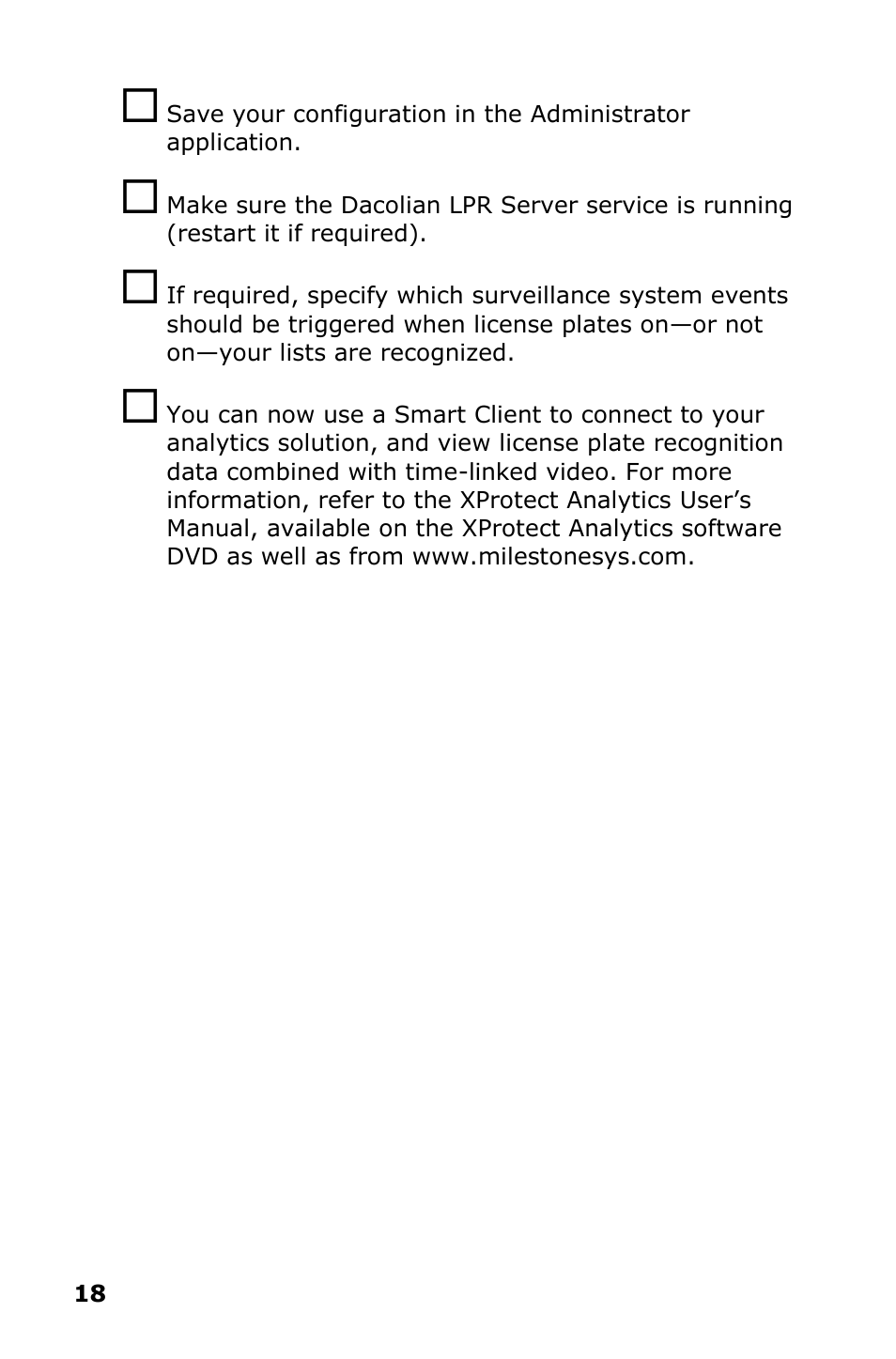 Milestone Analytics 2.2 Dacolian LPR User Manual | Page 19 / 20